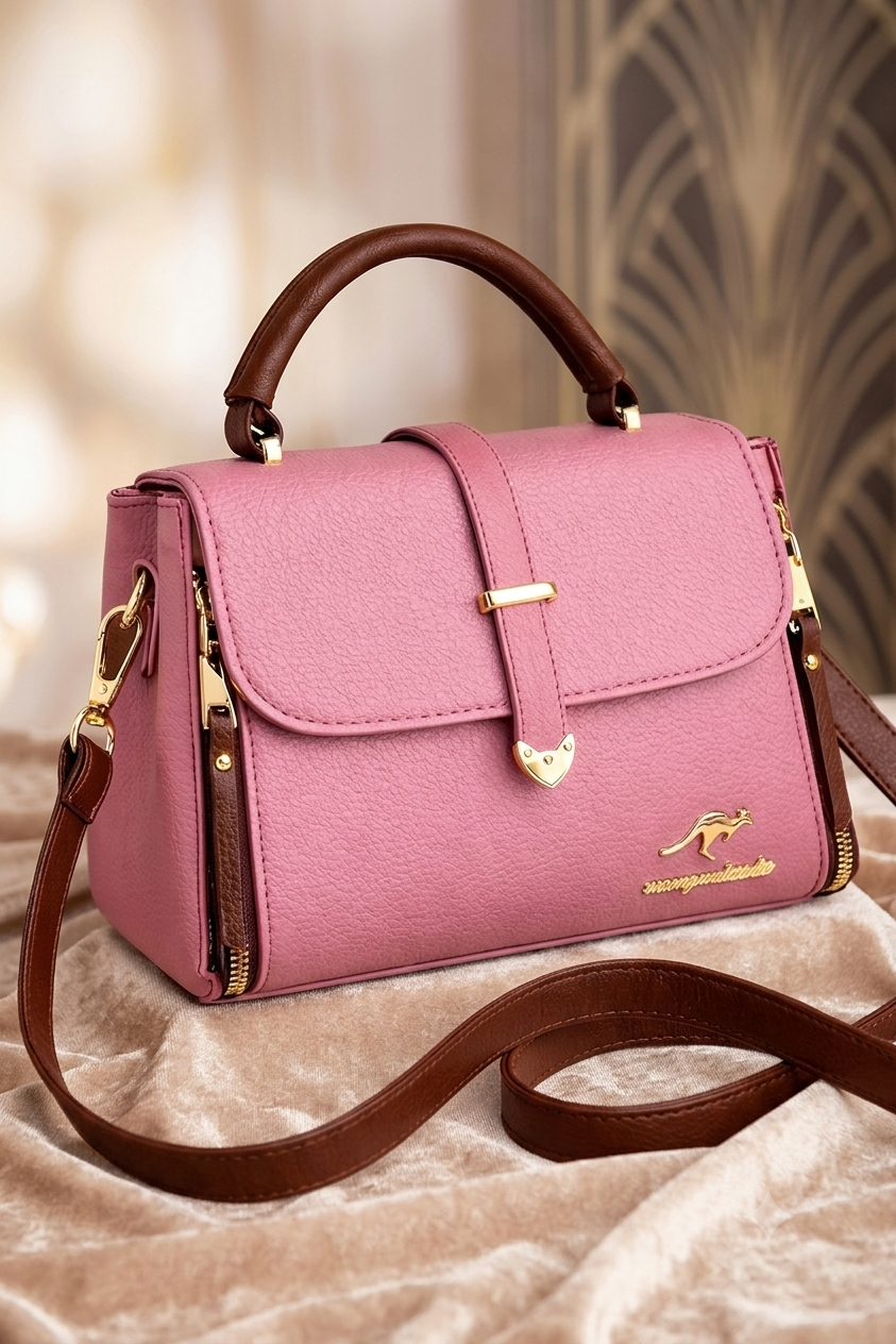 Pink Leather Shoulder Bag for Women