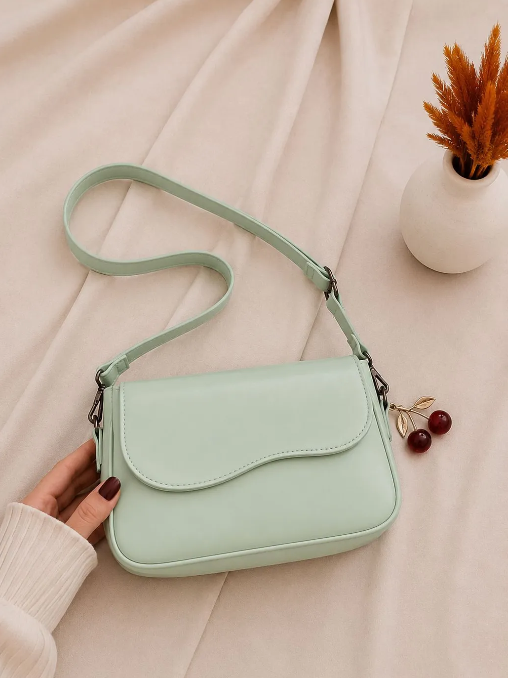 Girl's PU Leather Plain Shoulder Bag